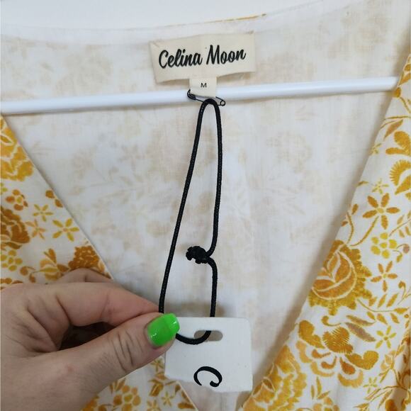 Celina Moon Belted Mini Floral Dress M Boho Romantic Cottage Farmhouse Fairy - Picture 4 of 8